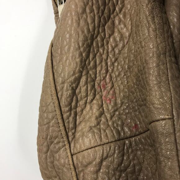 Rebecca Minkoff Wolf Moto Biker Jacket M Asymmetrical Zip Pebbled Leather Stone - Picture 10 of 12